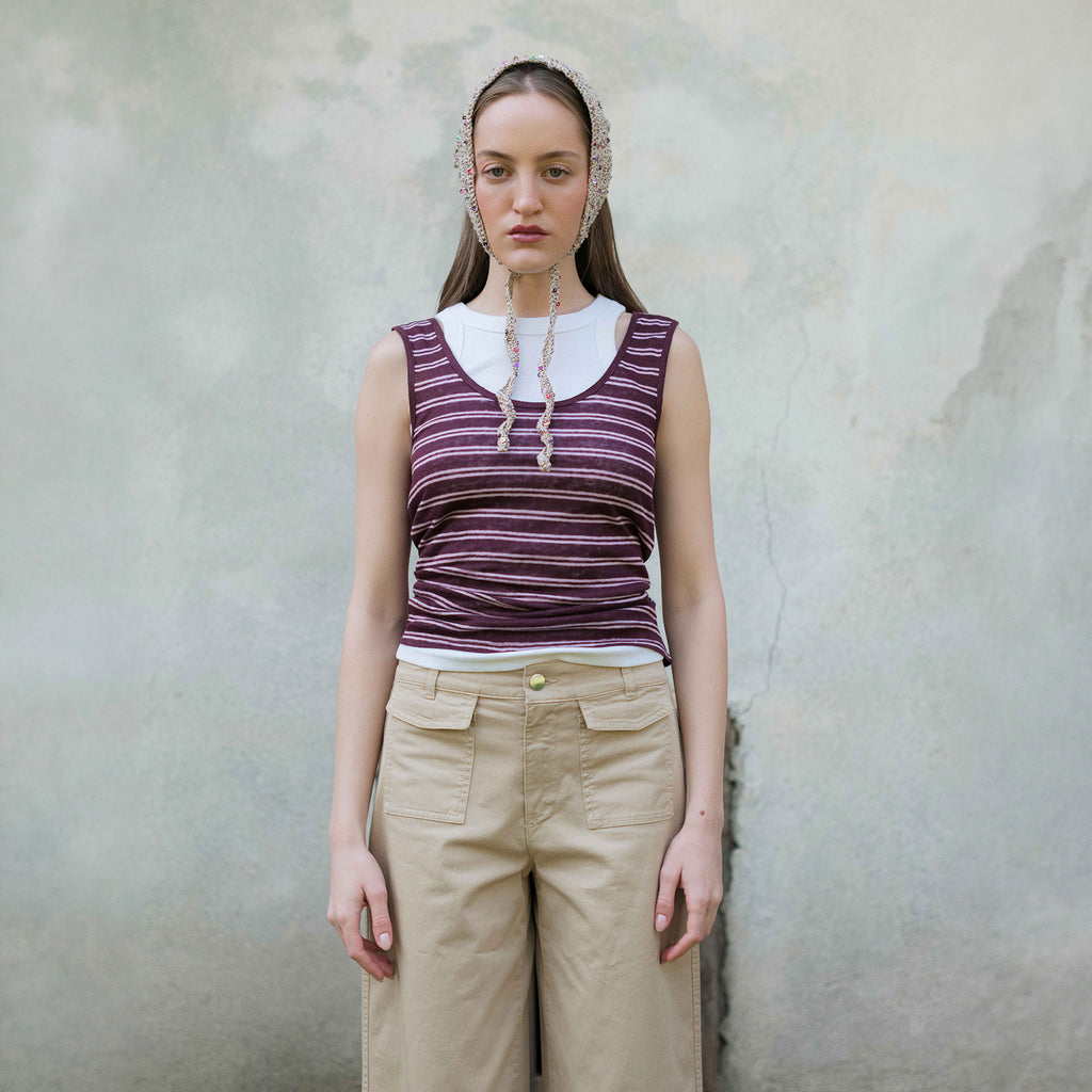 Katie Bandana Beige-Burgundy