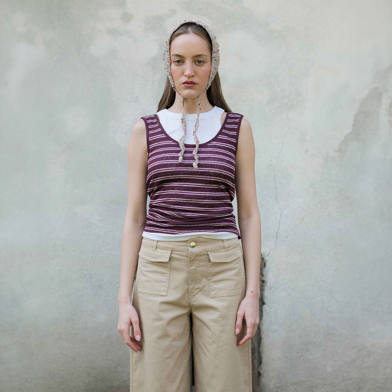Katie Bandana Beige-Burgundy