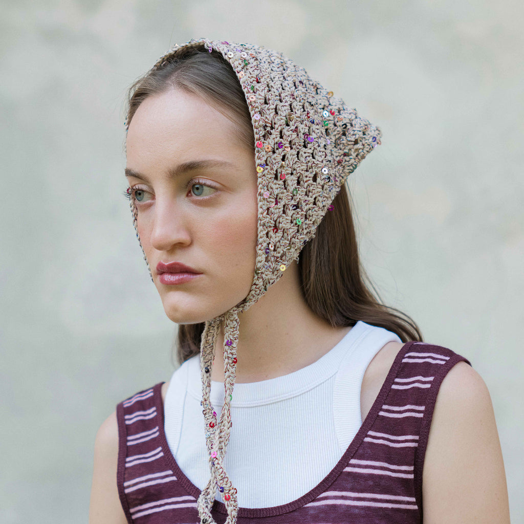 Katie Bandana Beige-Burgundy