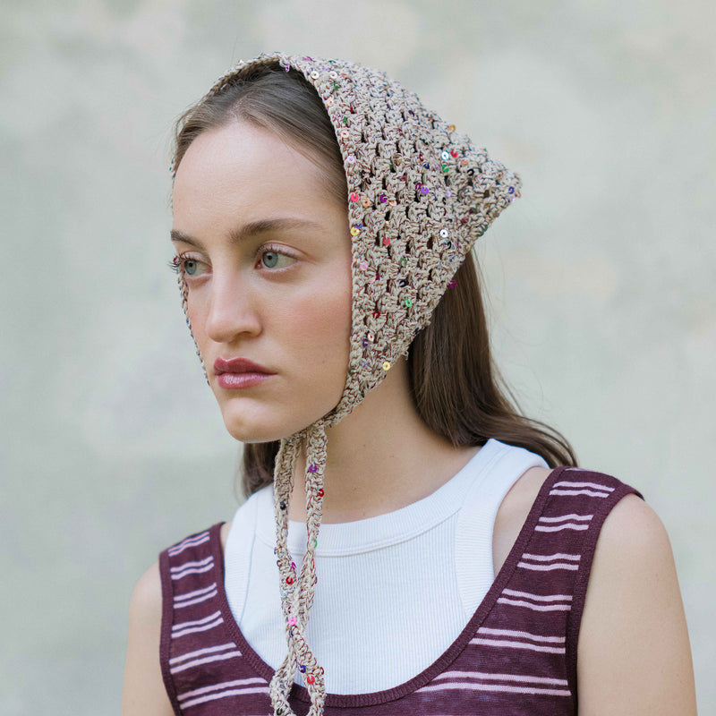 Katie Bandana Beige-Burgundy