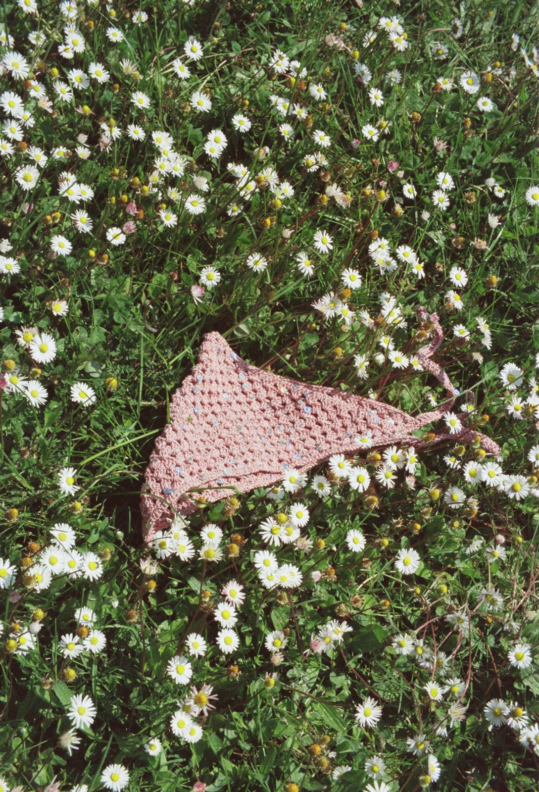 Pembe El Örgüsü Saç Bandanası